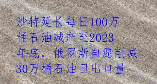 沙特延长每日100万桶石油减产至2023年底,俄罗斯自愿削减30万桶石油日出口量