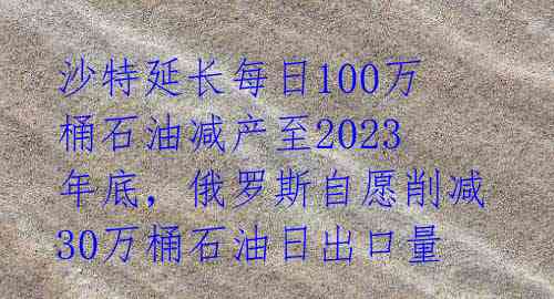 沙特延长每日100万桶石油减产至2023年底，俄罗斯自愿削减30万桶石油日出口量 