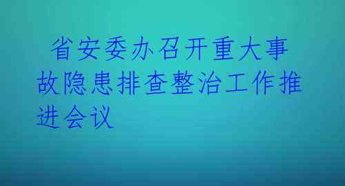  省安委办召开重大事故隐患排查整治工作推进会议 