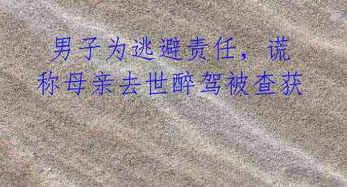 男子为逃避责任,谎称母亲去世醉驾被查获