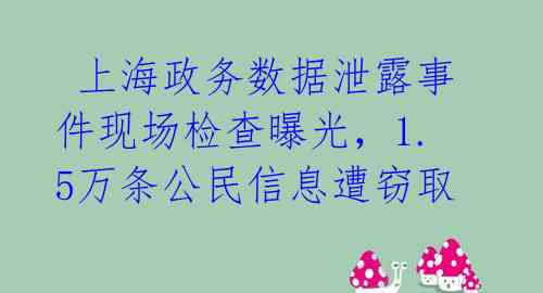  上海政务数据泄露事件现场检查曝光，1.5万条公民信息遭窃取 