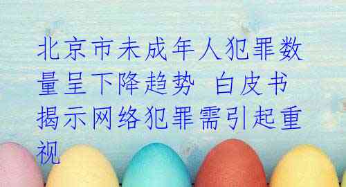 北京市未成年人犯罪数量呈下降趋势 白皮书揭示网络犯罪需引起重视