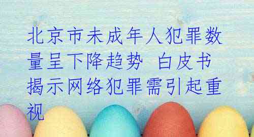 北京市未成年人犯罪数量呈下降趋势 白皮书揭示网络犯罪需引起重视 