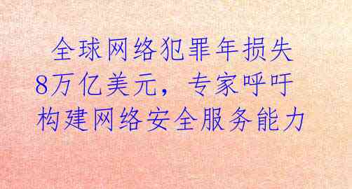 全球网络犯罪年损失8万亿美元,专家呼吁构建网络安全服务能力