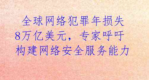  全球网络犯罪年损失8万亿美元，专家呼吁构建网络安全服务能力 