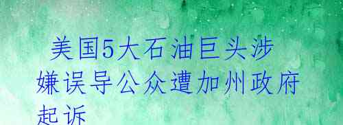  美国5大石油巨头涉嫌误导公众遭加州政府起诉 