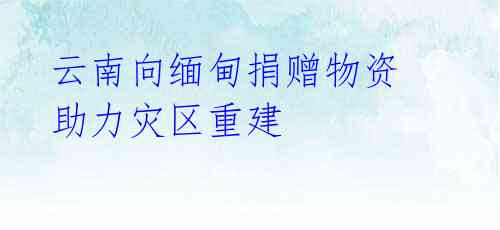 云南向缅甸捐赠物资 助力灾区重建