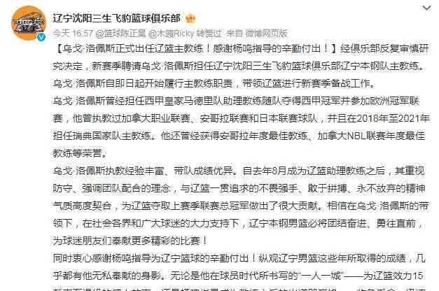  辽宁队意外放弃杨鸣的背后故事 