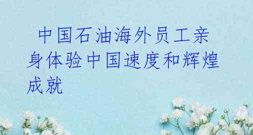 中国石油海外员工亲身体验中国速度和辉煌成就