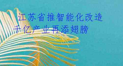 江苏省推智能化改造 千亿产业再添翅膀