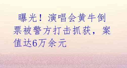 曝光!演唱会黄牛倒票被警方打击抓获,案值达6万余元