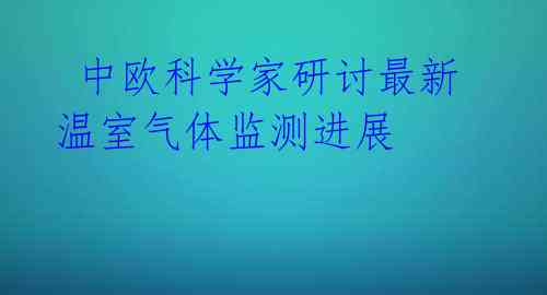  中欧科学家研讨最新温室气体监测进展 