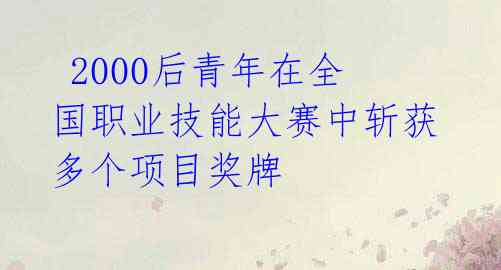 2000后青年在全国职业技能大赛中斩获多个项目奖牌
