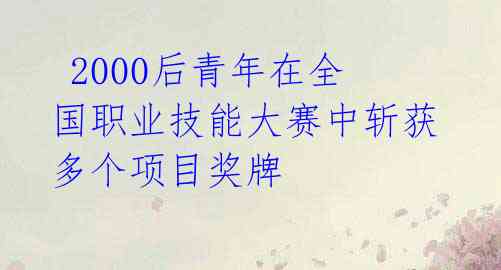  2000后青年在全国职业技能大赛中斩获多个项目奖牌 