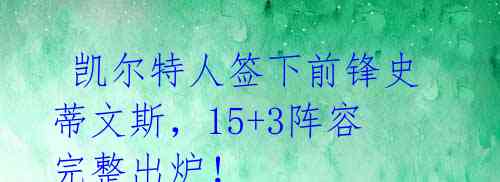 凯尔特人签下前锋史蒂文斯,15+3阵容完整出炉!