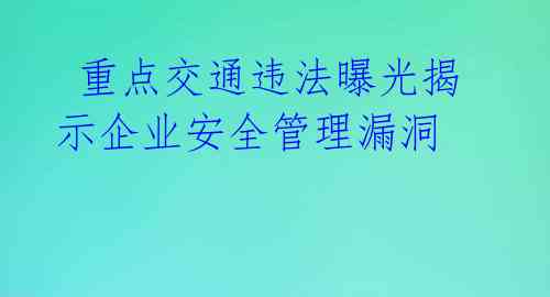  重点交通违法曝光揭示企业安全管理漏洞 