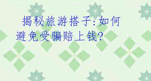 揭秘旅游搭子:如何避免受骗赔上钱?