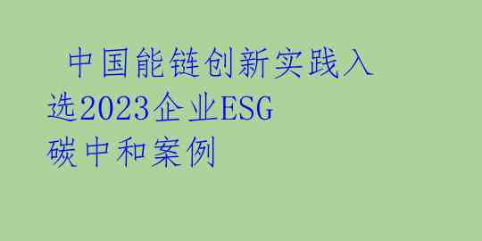 中国能链创新实践入选2023企业ESG碳中和案例