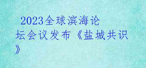 2023全球滨海论坛会议发布《盐城共识》