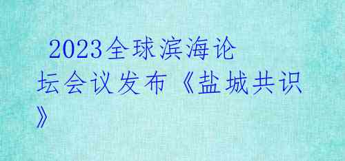  2023全球滨海论坛会议发布《盐城共识》 