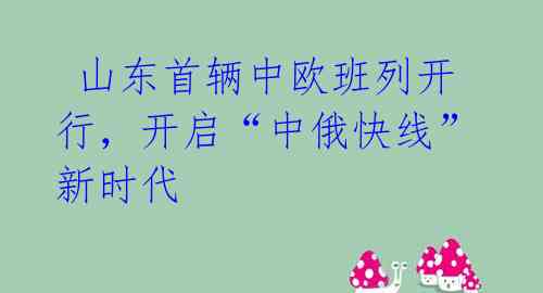 山东首辆中欧班列开行,开启“中俄快线”新时代