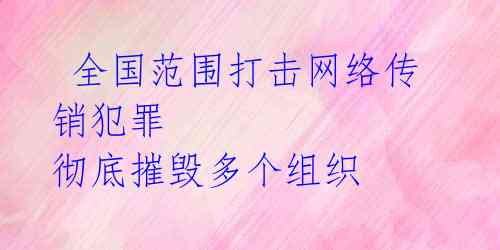全国范围打击网络传销犯罪 彻底摧毁多个组织