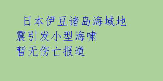  日本伊豆诸岛海域地震引发小型海啸 暂无伤亡报道 