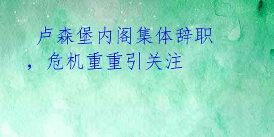 卢森堡内阁集体辞职,危机重重引关注