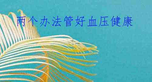 两个办法管好血压健康