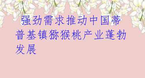 强劲需求推动中国蒂普基镇猕猴桃产业蓬勃发展