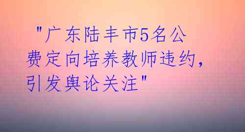 "广东陆丰市5名公费定向培养教师违约,引发舆论关注"