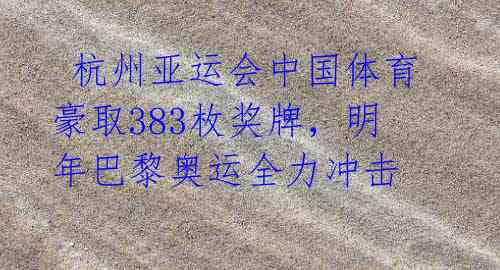 杭州亚运会中国体育豪取383枚奖牌,明年巴黎奥运全力冲击