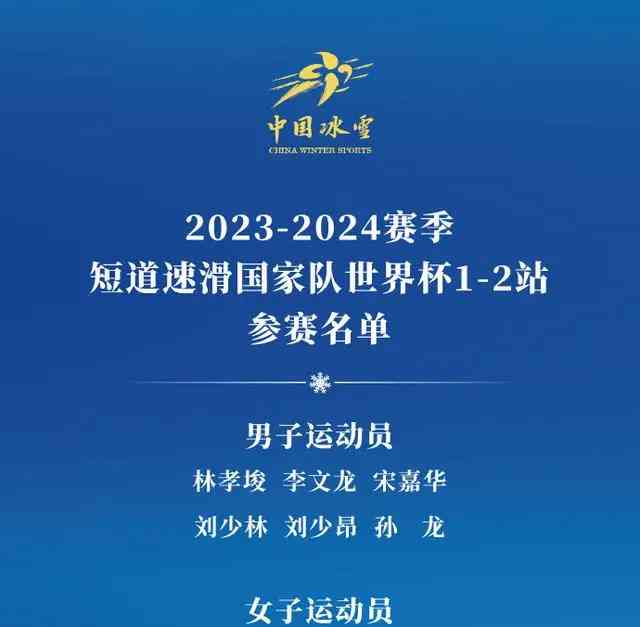 中国短道速滑队即将出征加拿大 12人名单正式公布