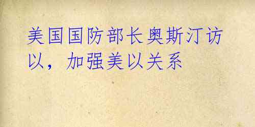 美国国防部长奥斯汀访以，加强美以关系