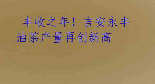 丰收之年!吉安永丰油茶产量再创新高