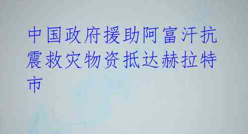 中国政府援助阿富汗抗震救灾物资抵达赫拉特市