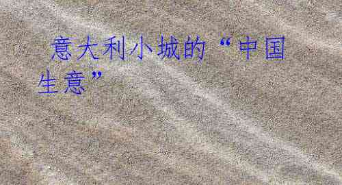 意大利小城的“中国生意”