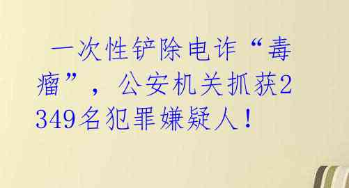 一次性铲除电诈“毒瘤”,公安机关抓获2349名犯罪嫌疑人!