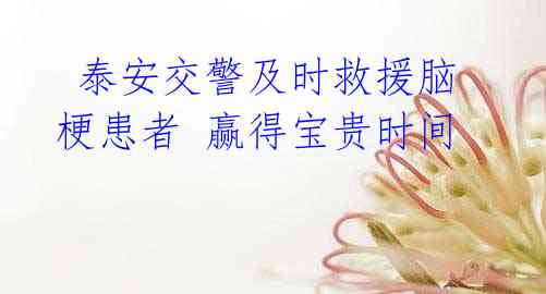 泰安交警及时救援脑梗患者 赢得宝贵时间