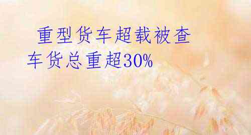  重型货车超载被查 车货总重超30% 