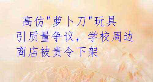 高仿"萝卜刀"玩具引质量争议,学校周边商店被责令下架