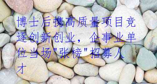 博士后携高质量项目竞逐创新创业,企事业单位当场"张榜"招募人才
