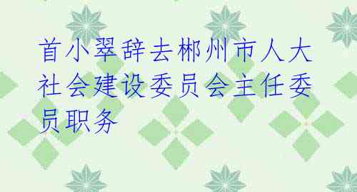 首小翠辞去郴州市人大社会建设委员会主任委员职务