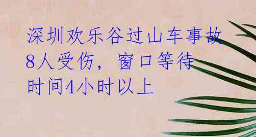  深圳欢乐谷过山车事故 8人受伤, 窗口等待时间4小时以上