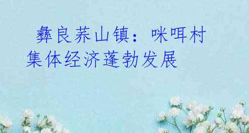 彝良荞山镇:咪咡村集体经济蓬勃发展