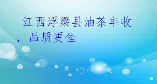 江西浮梁县油茶丰收,品质更佳
