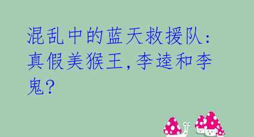 混乱中的蓝天救援队: 真假美猴王,李逵和李鬼?