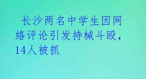  长沙两名中学生因网络评论引发持械斗殴，14人被抓 