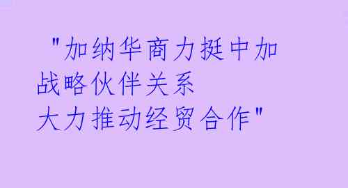"加纳华商力挺中加战略伙伴关系 大力推动经贸合作"