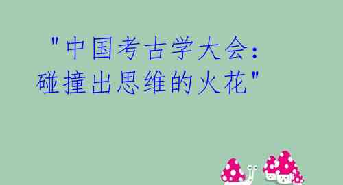 "中国考古学大会:碰撞出思维的火花"
